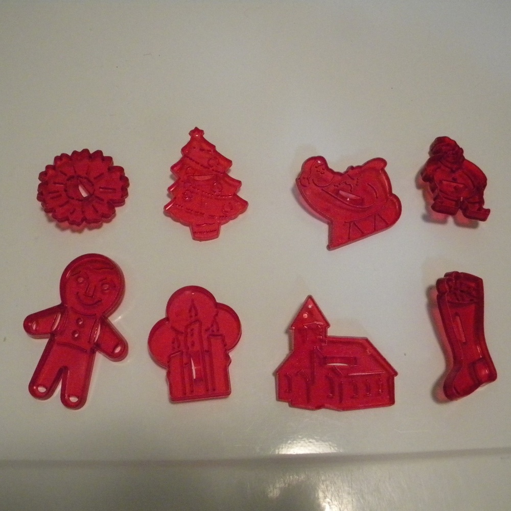 Vintage Red Acrylic Christmas Cookie Cutters